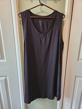 Pact Organic Softspun A-Line Tank Dress Black XL Sleeveless V-Neck Casual Cotton